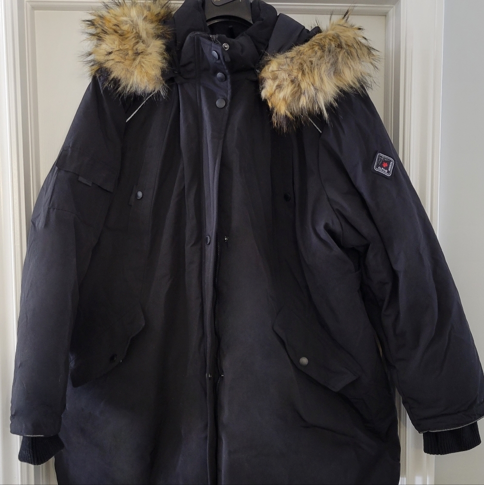Alpine North Women’s 4X Vegan Down Parka with Faux Fur Hood (Plus Size)